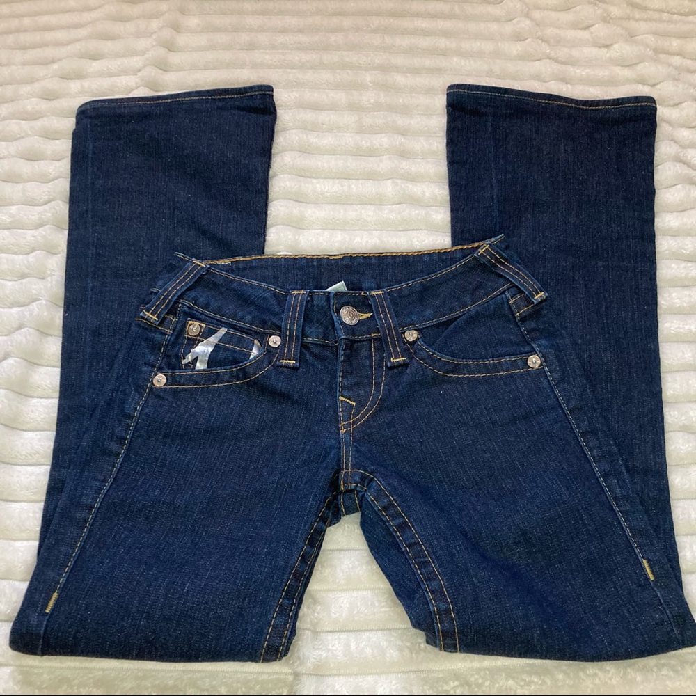 True Religion Women's Size 26 Joey Gold Foil Flat Pocket Jeans Pants
